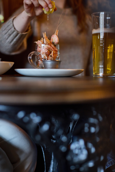 Pint of prawns in the bar
